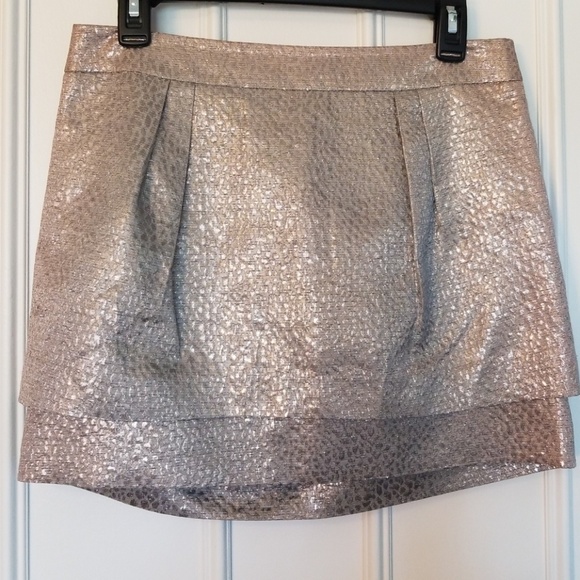Express Dresses & Skirts - Express Metallic Silver Patterned Mini Skirt